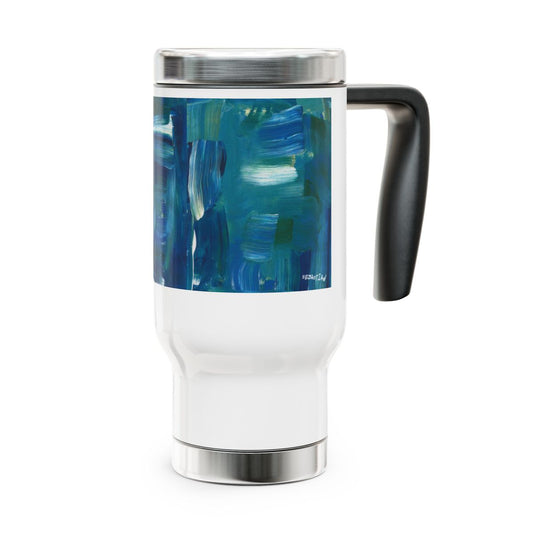 thermos with blue design