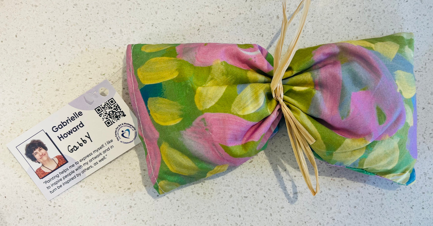 lavender eye pillow with hearts packaged