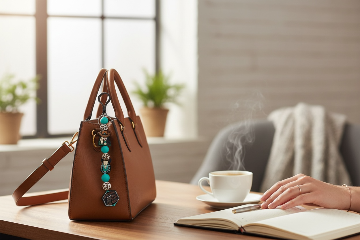 beaded rodeo themed key chain 