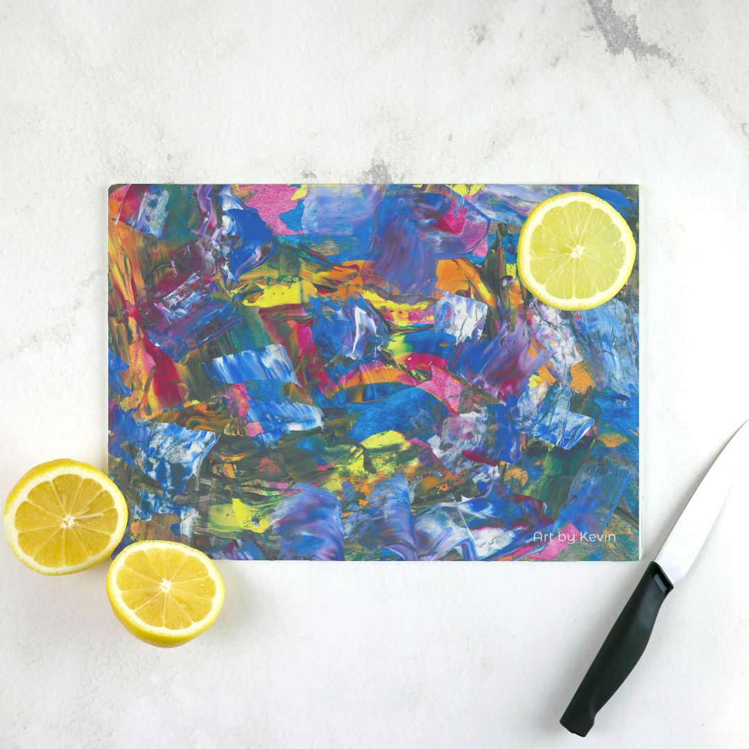 cutting board with swirls of colors