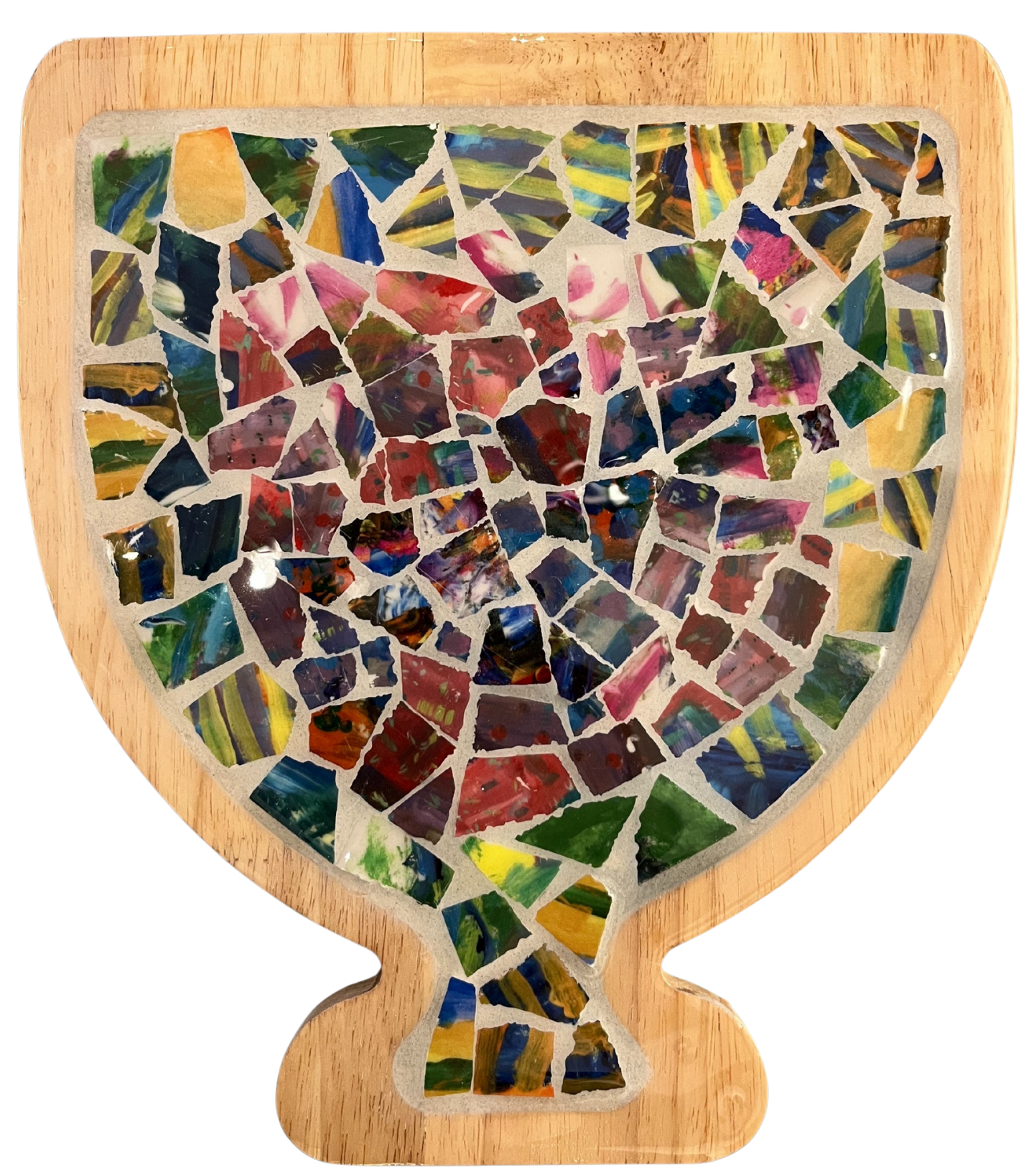 mosaic tray that is menorah shaped