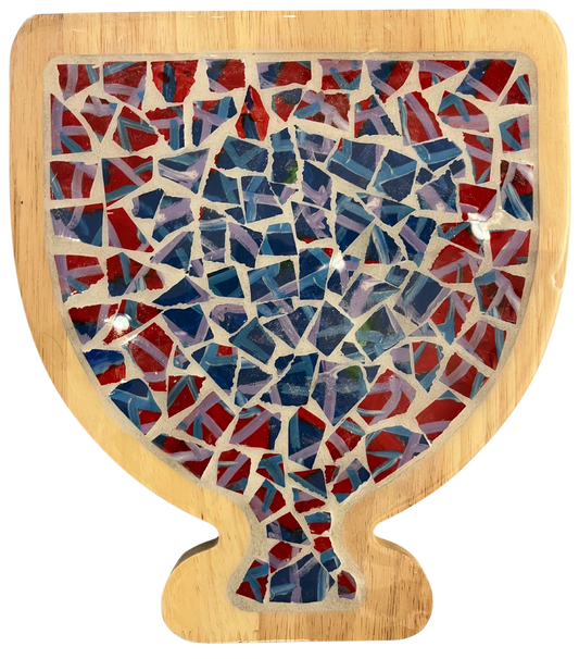 mosaic tray that is menorah shaped