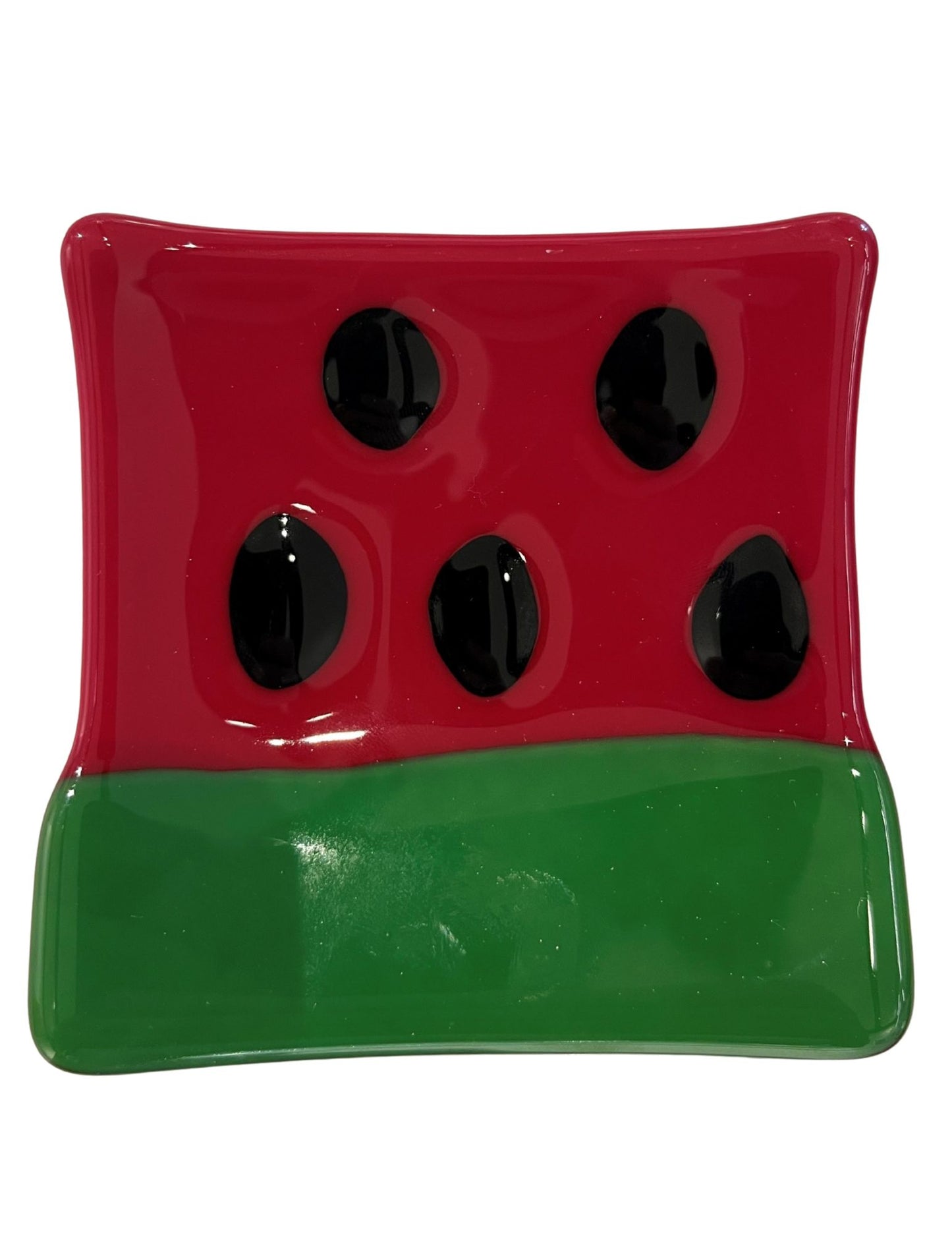 glass tray in the appearance of sliced watermelon.