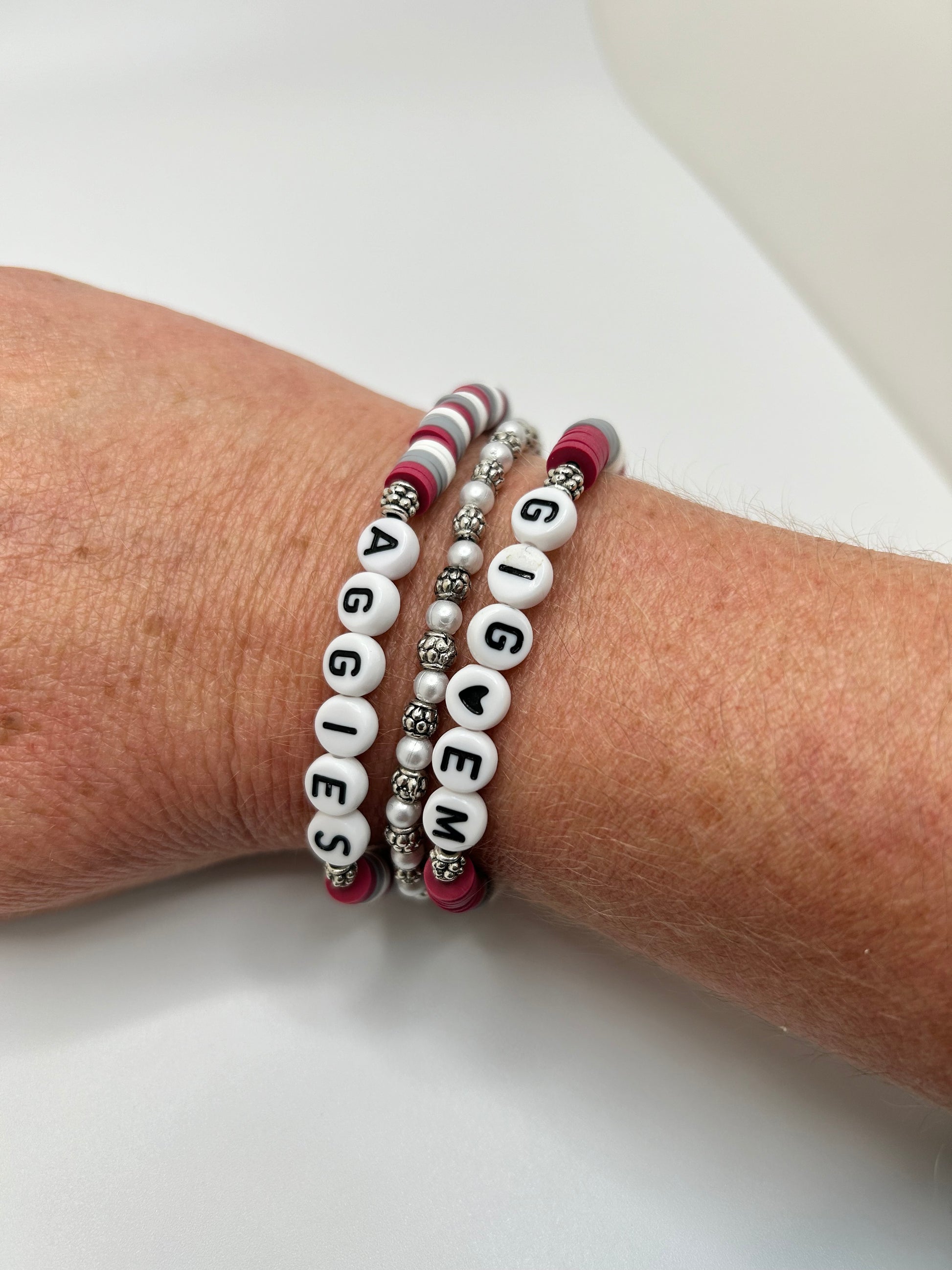 A series of 3 bracelets celebrating A&M