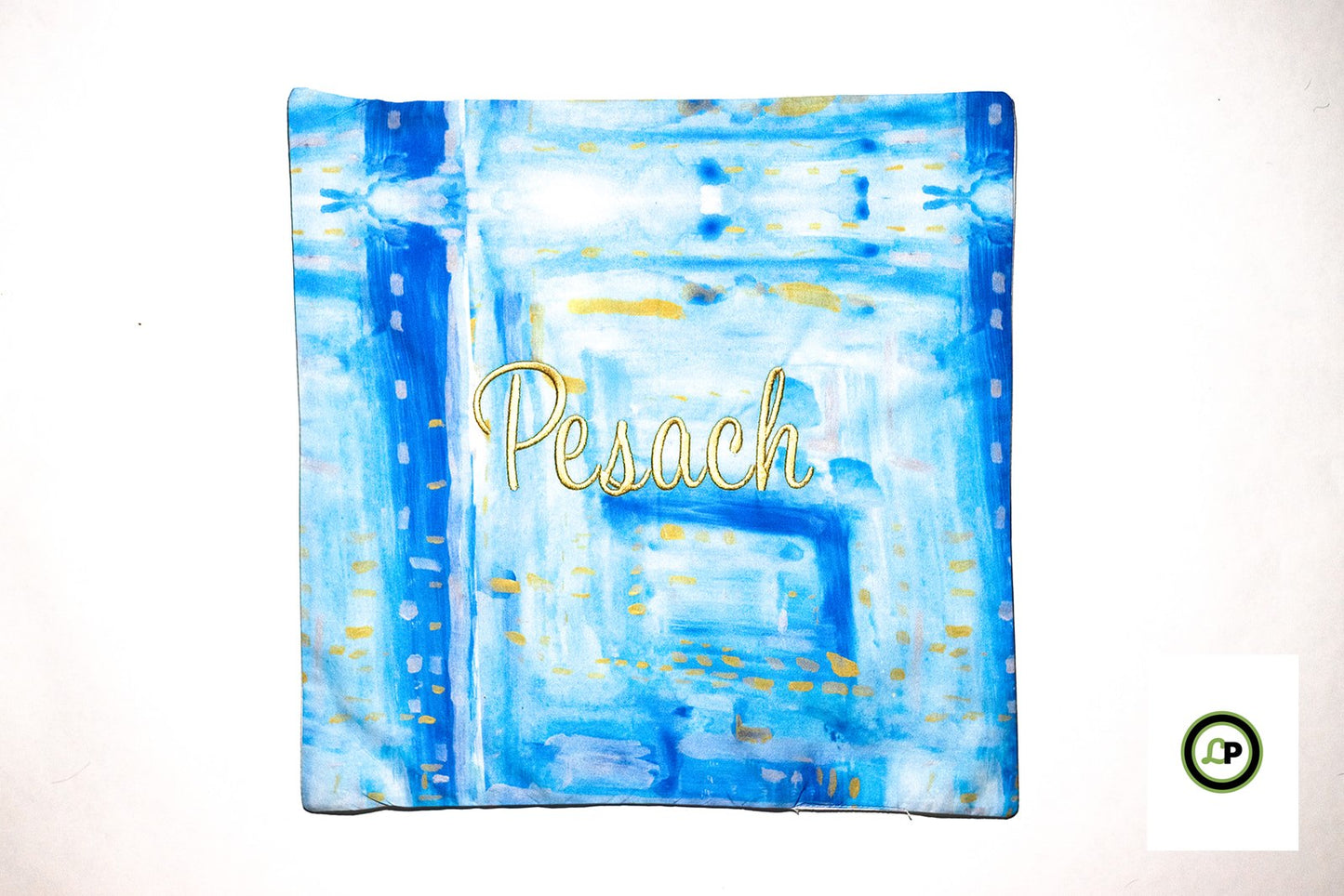 square matzah cover with embroidered pesach