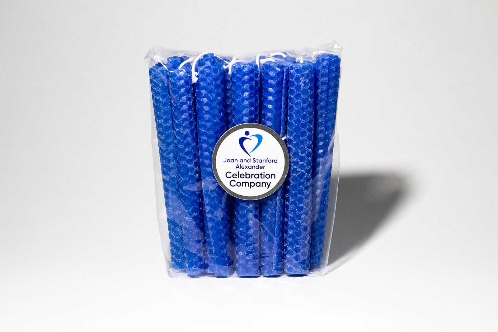 Package of 16 Just Blue Shabbat candles in clear package