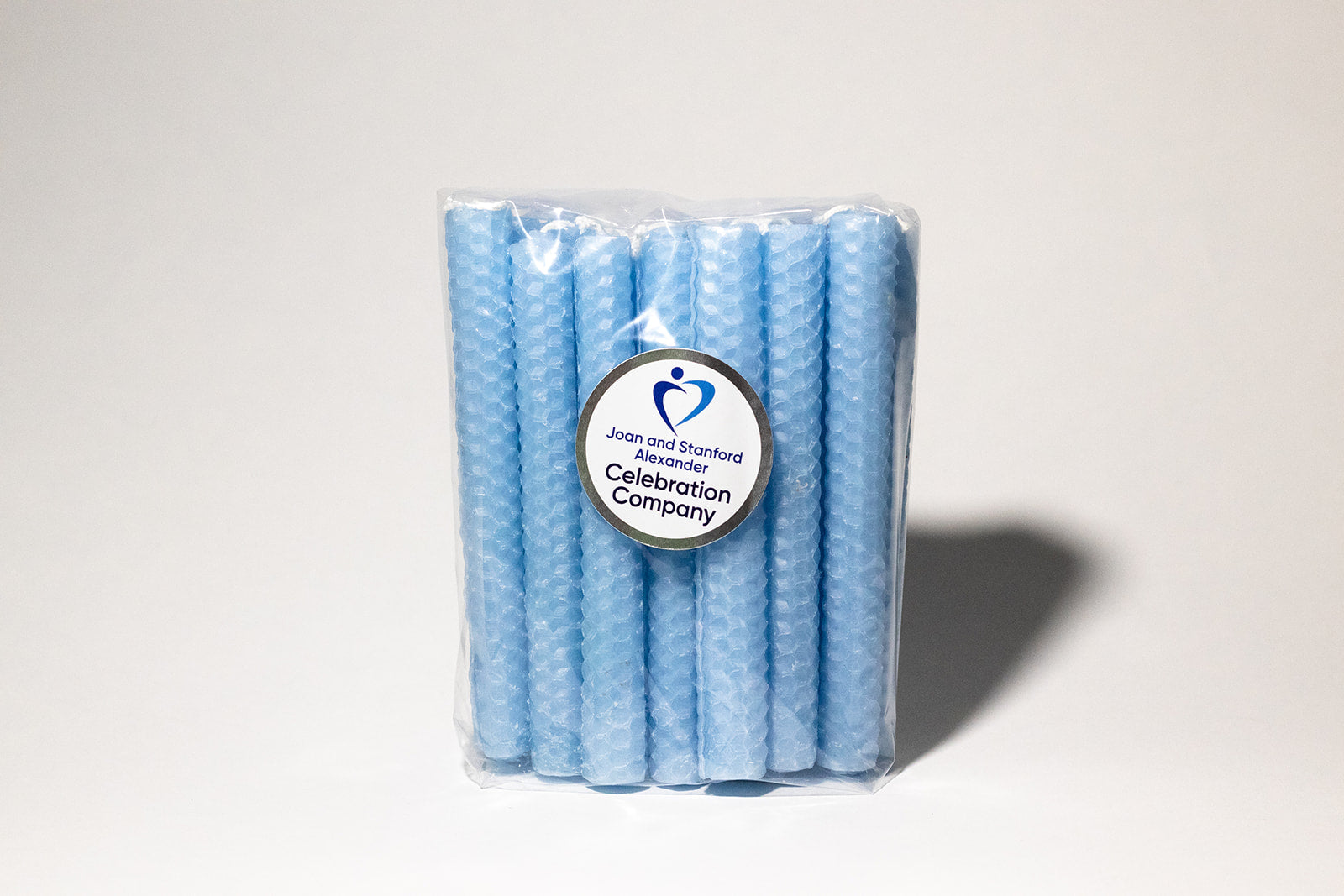 Package of 16 Light blue Shabbat candles in clear package