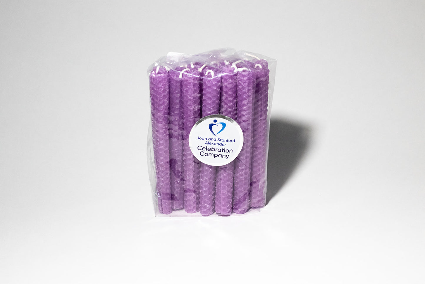 Package of 16 Lavender Shabbat candles in clear package