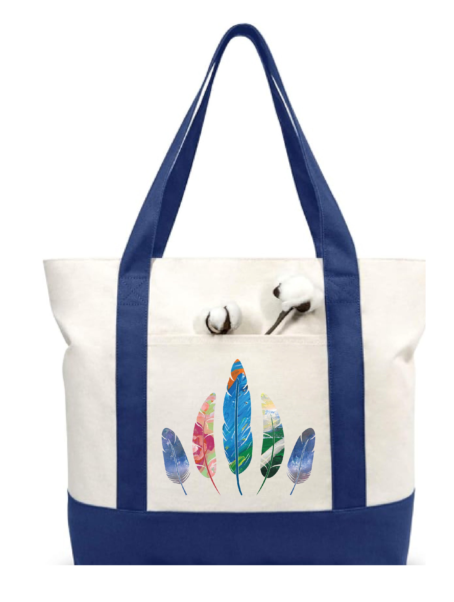 canvas tote bag with feather image
