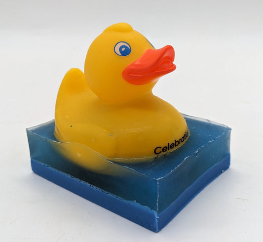 soap with a rubber duck embedded