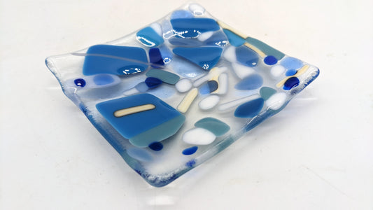 glass tray with blues