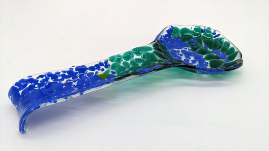 glass spoon rest of blues and greens