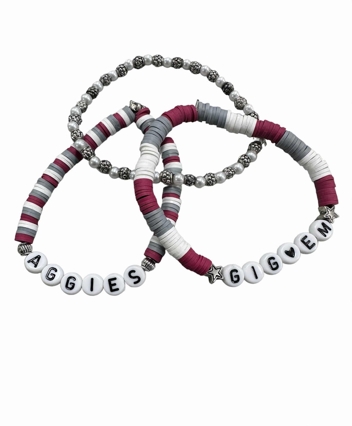 A series of 3 bracelets celebrating A&M