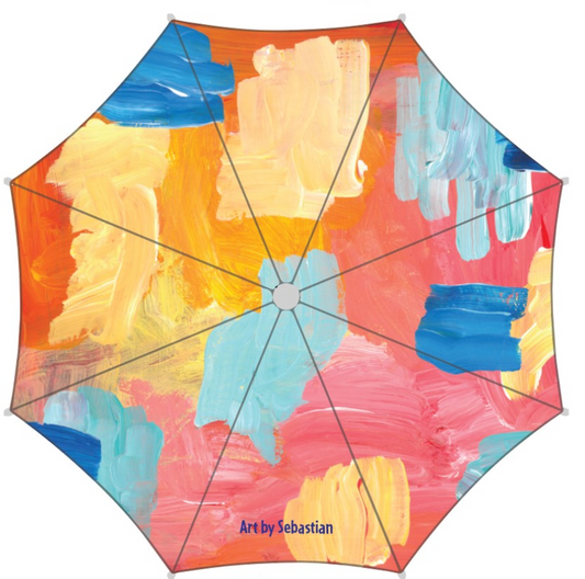 umbrella with shades of orange and blue