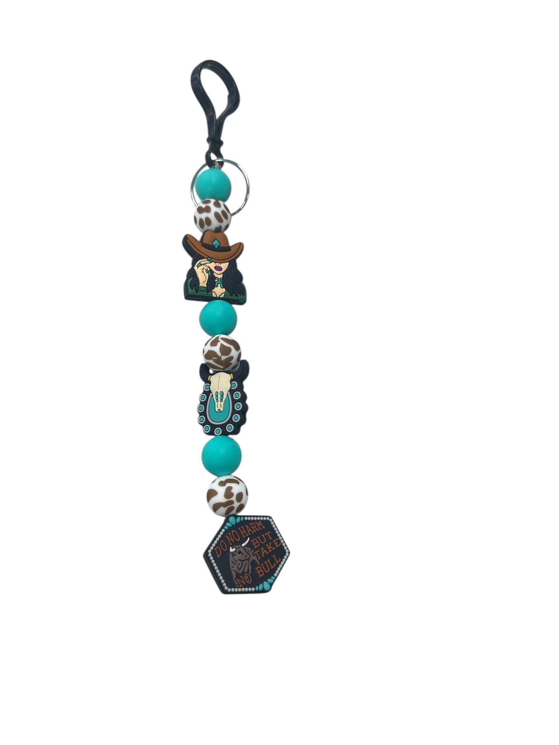 beaded rodeo themed key chain 