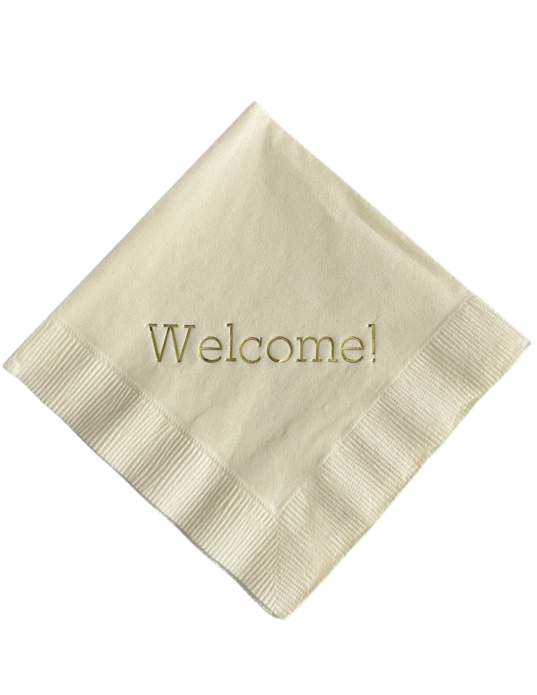 cream welcome napkin