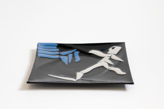 black plate with skeleton 