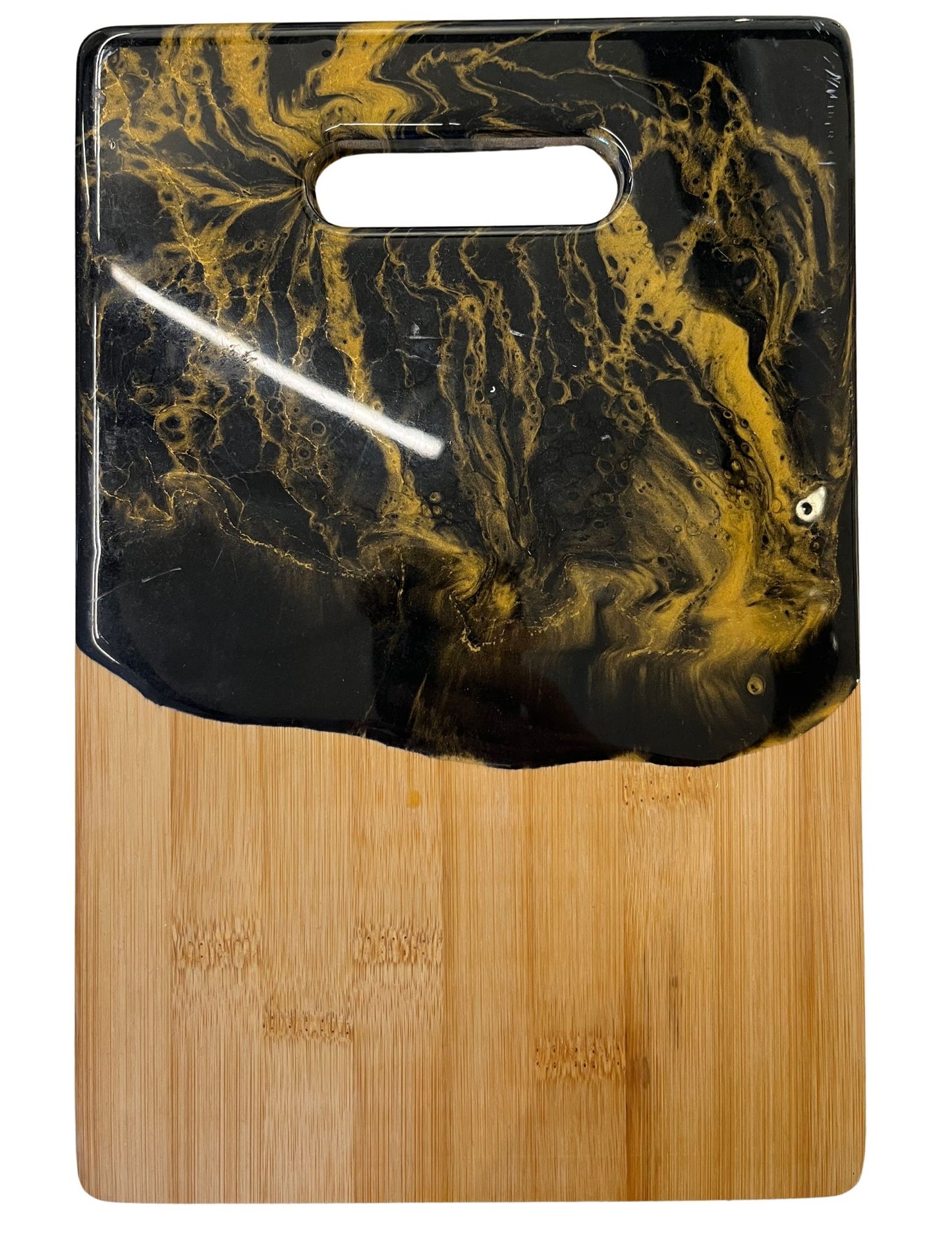 cutting board with swirls of black
