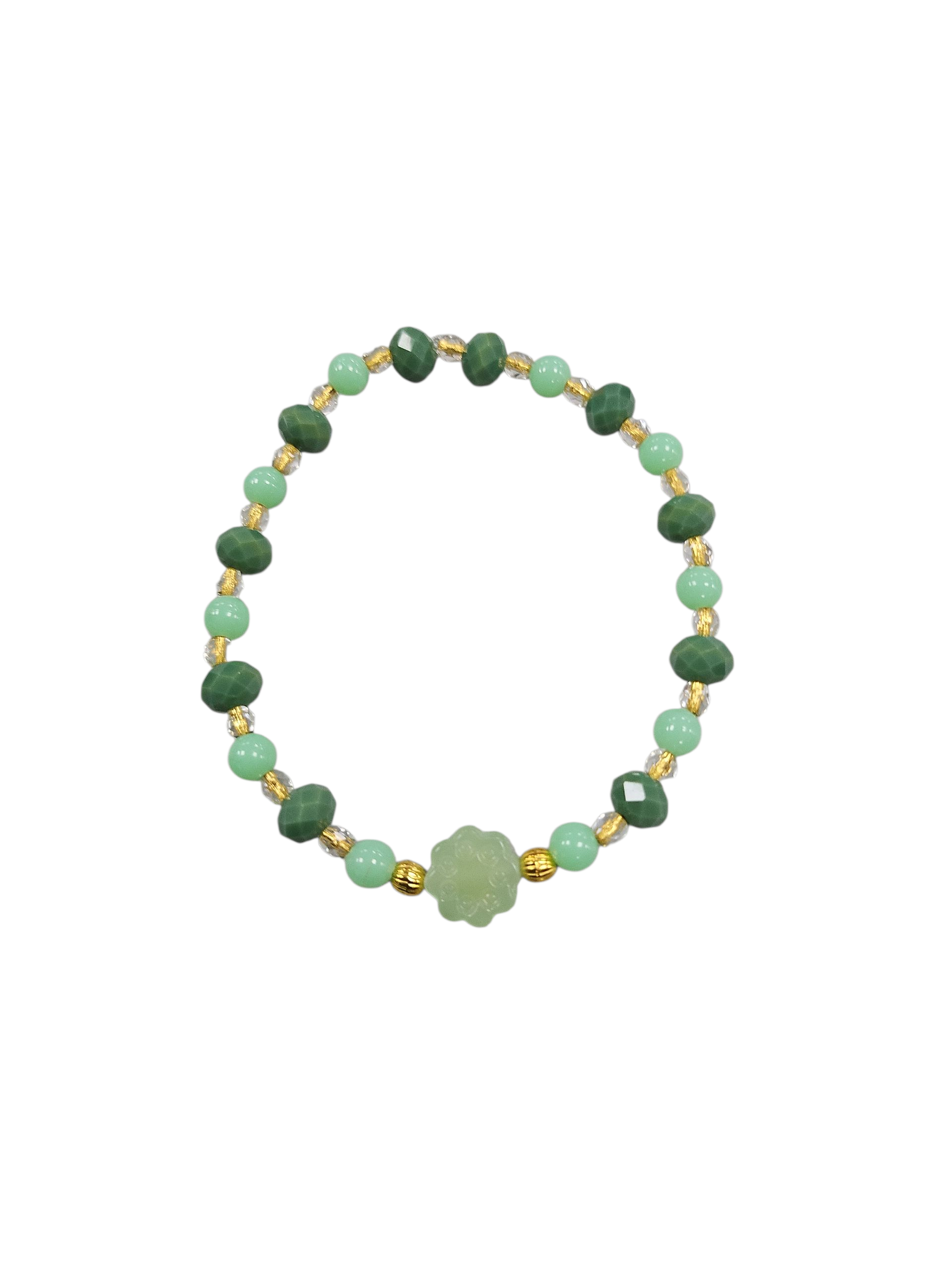 emerald color bracelet with a bee charm
