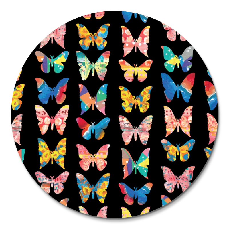 round cutting board with all different butterflies