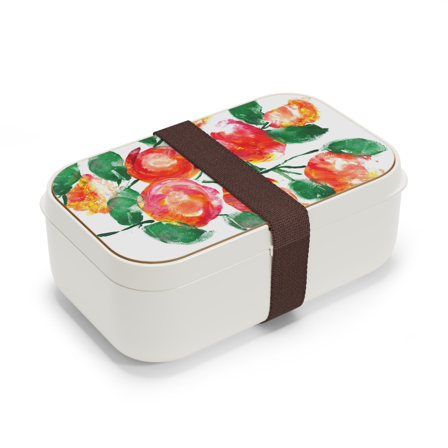 bento box with image of tomatoes on a vine on the lid
