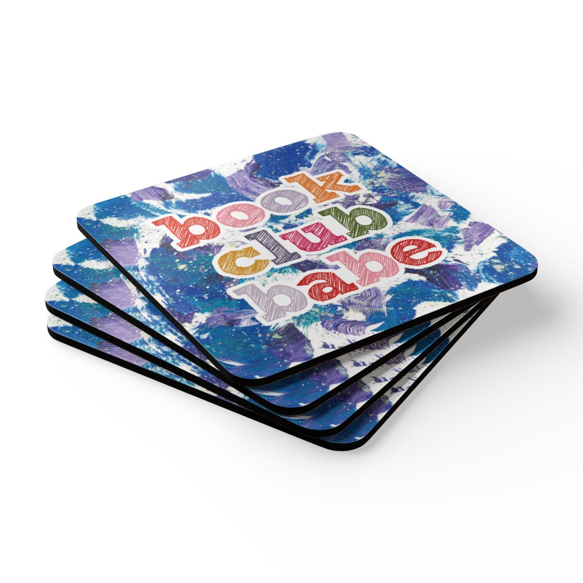 image of set of 4 coasters with the saying "book club babe"