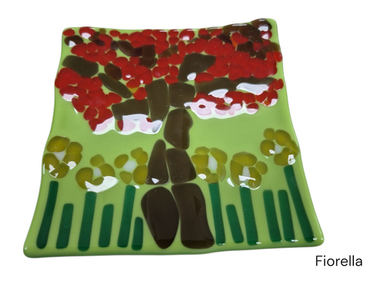 Colorful green forest wavy plate. Made by the talented employees of Celebration Company.
