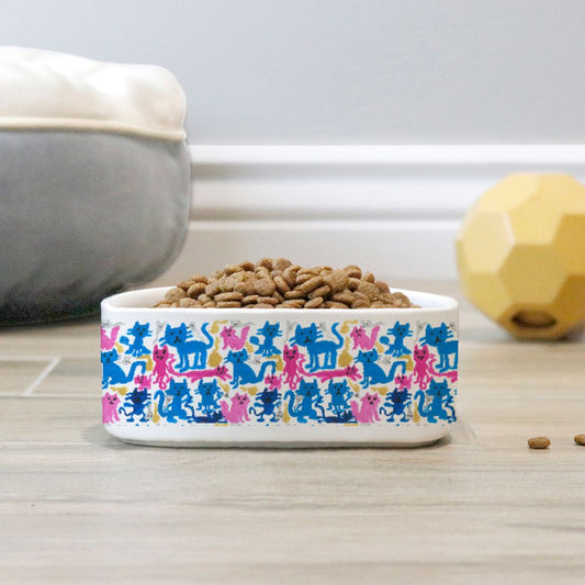 Pet bowl with images of cats