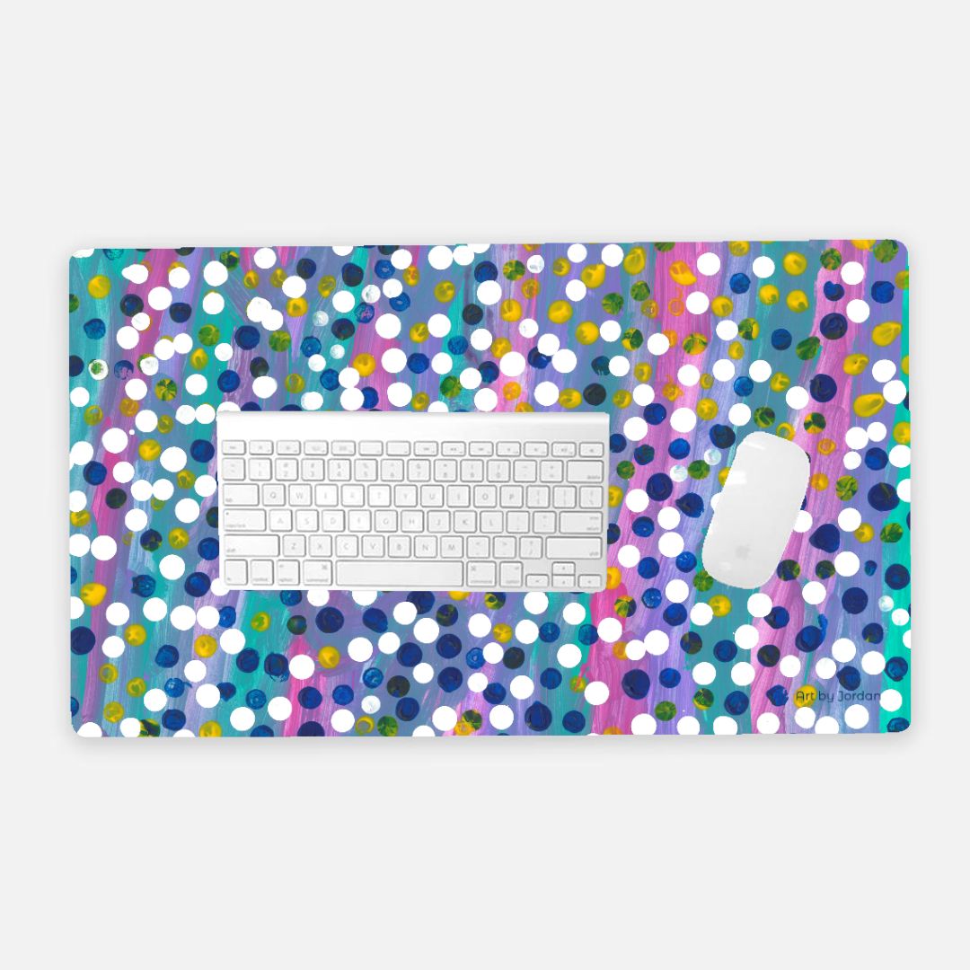 polka doted desk mat
