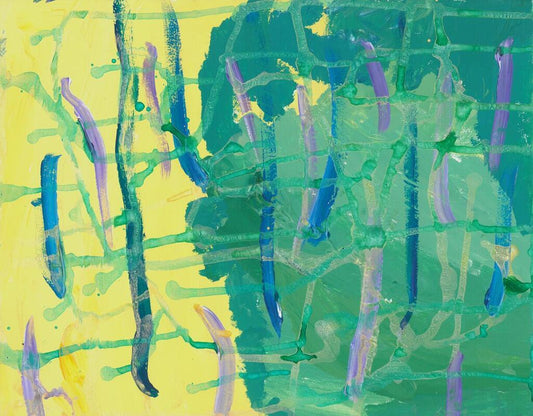 yellow and green painting with drips of colors
