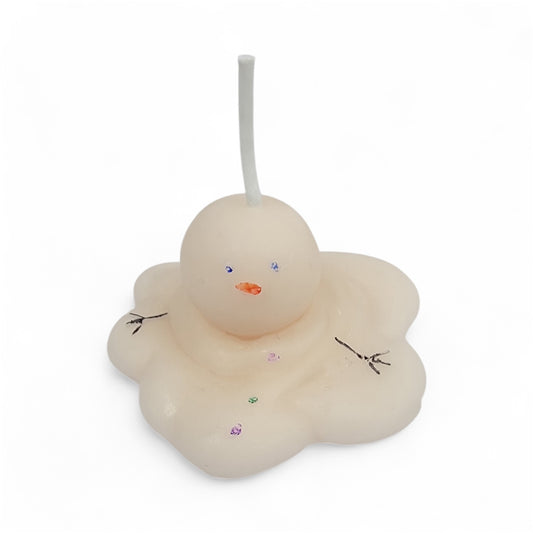Melted snowman candle