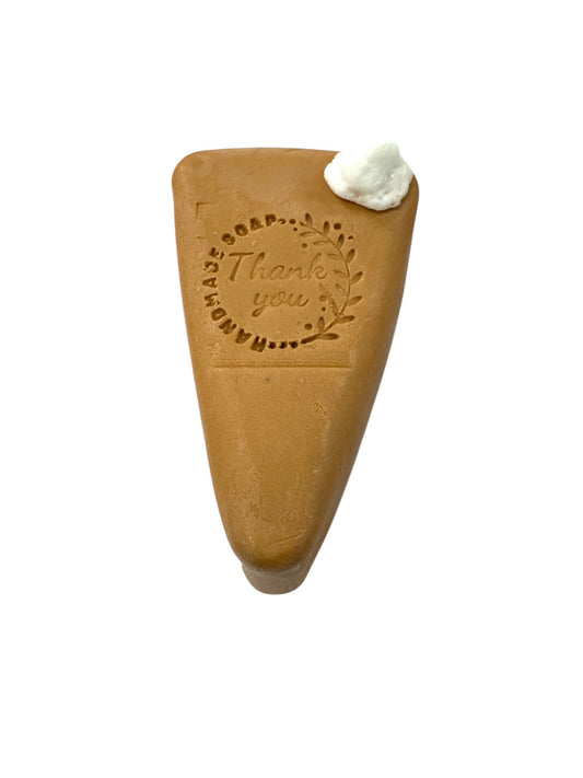 This shea butter soap slice smells and looks just like your favorite autumn pie.