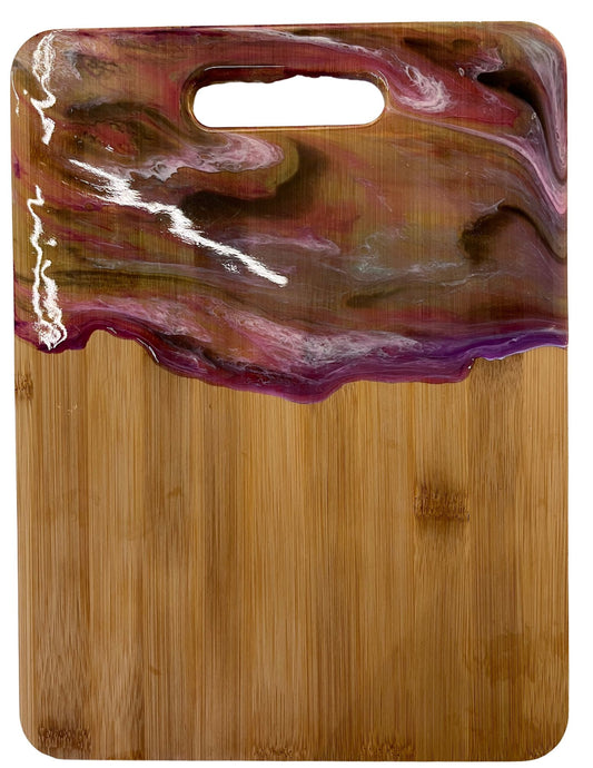 cutting board with swirls of pink