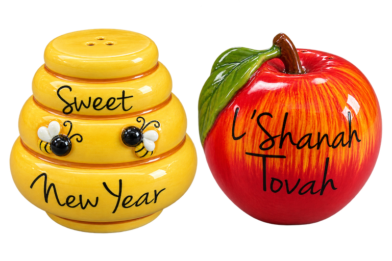 salt and pepper shaker- honey comb and apple