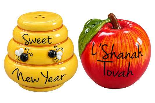 salt and pepper shaker- honey comb and apple