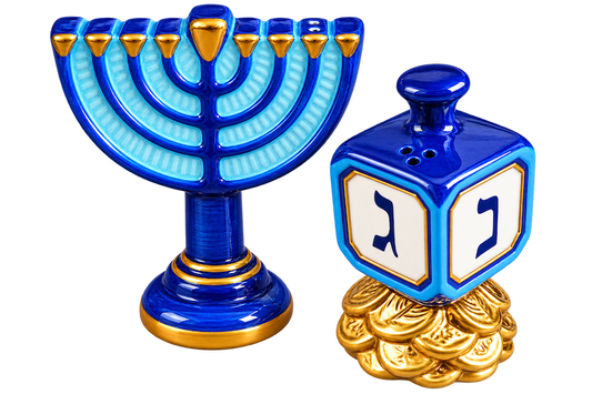 menorah and dreidel salt and pepper shaker