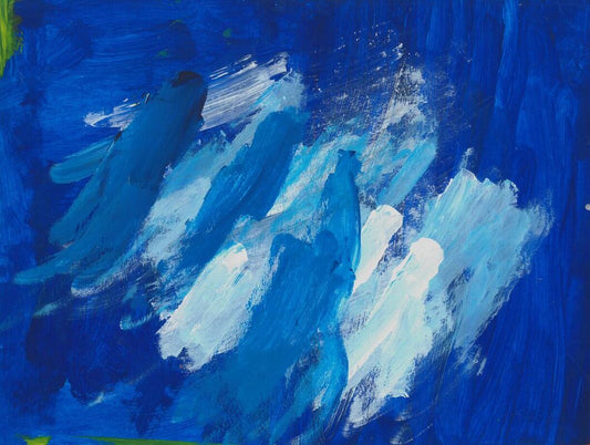 blue painting with various shades of blue on top