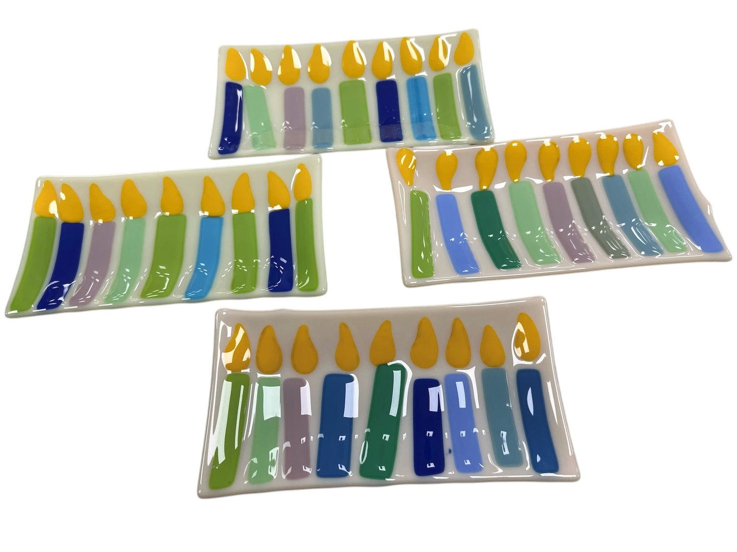 Fused Glass Menorah Tray