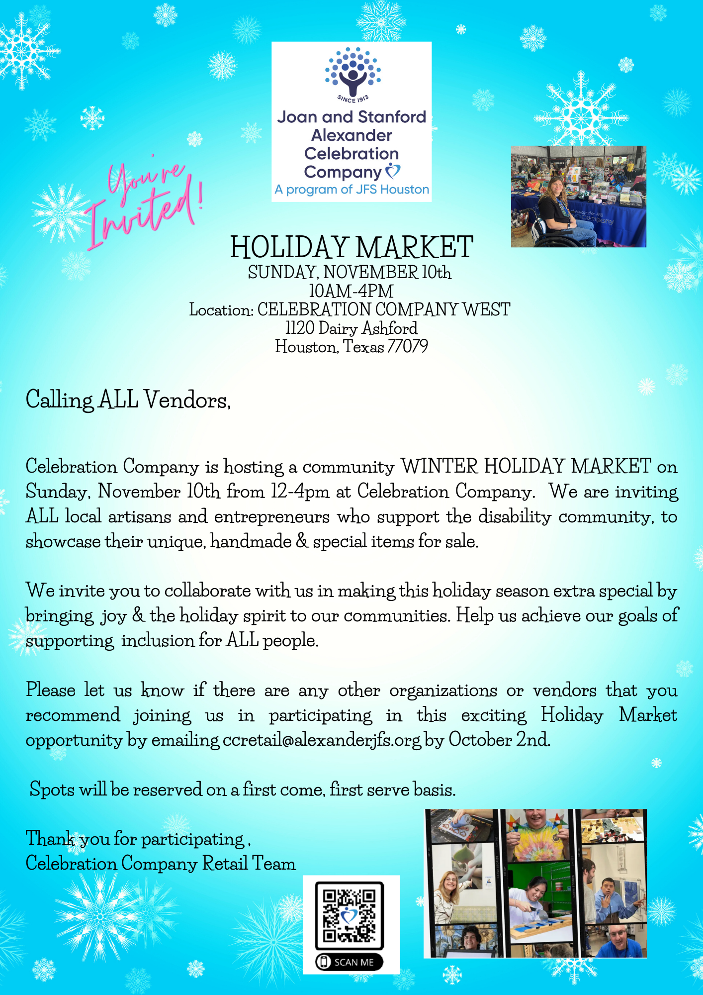 CELEBRATION COMPANY WINTER HOLIDAY MARKET 2024 - VENDOR FEE