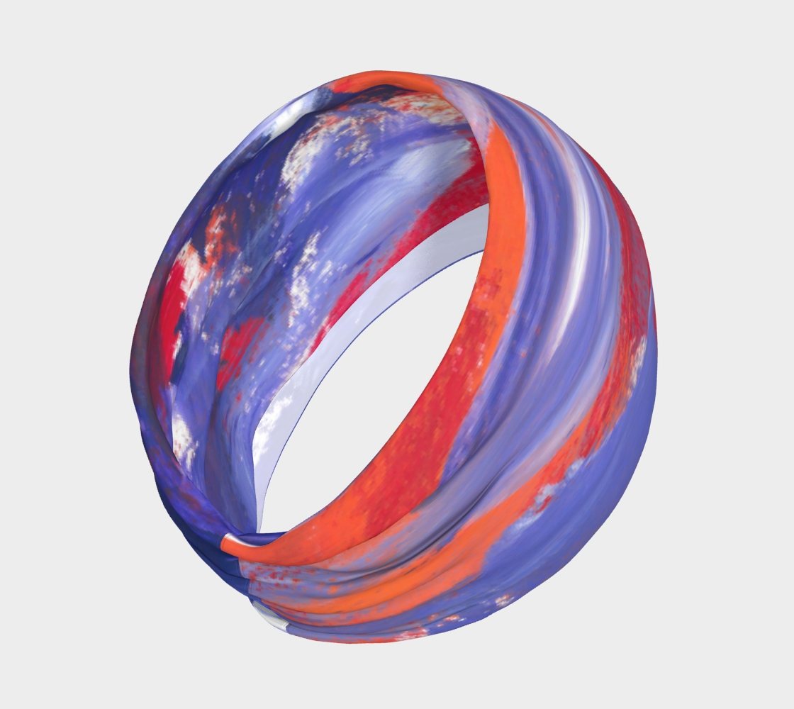 Headband with purple, red, orange white streak design
