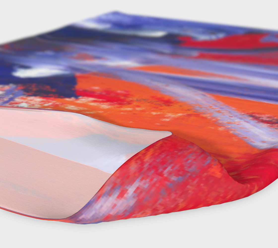 Flat lay view of headband with purple, red, orange white streak design