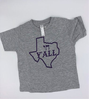 Gray tshirt with purple Texas with Chai Y'all slogan in the middle