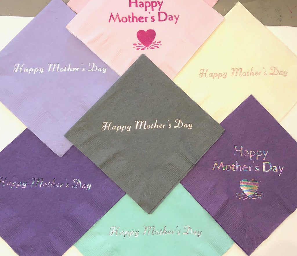 Various colored napkins with Happy Mother's Day slogan