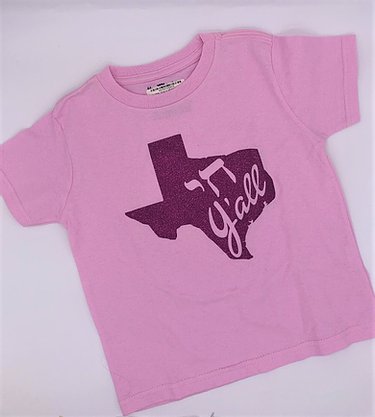 Pink tshirt with maroon Texas with Chai Y'all slogan in the middle