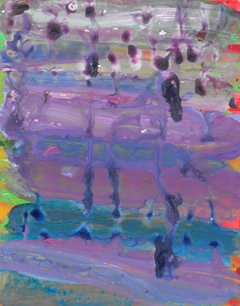 This is a painting of purple and blue drips.
