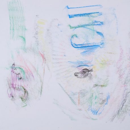 A series of light colorful rubbings on paper