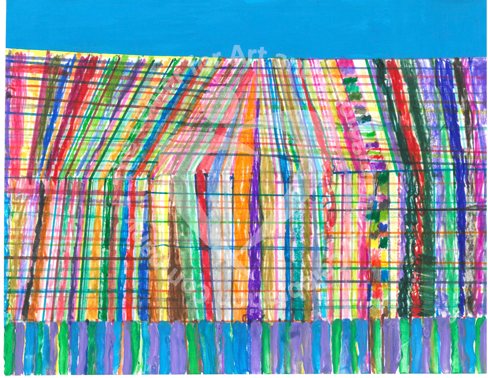 Artwork showing rainbow colored check print