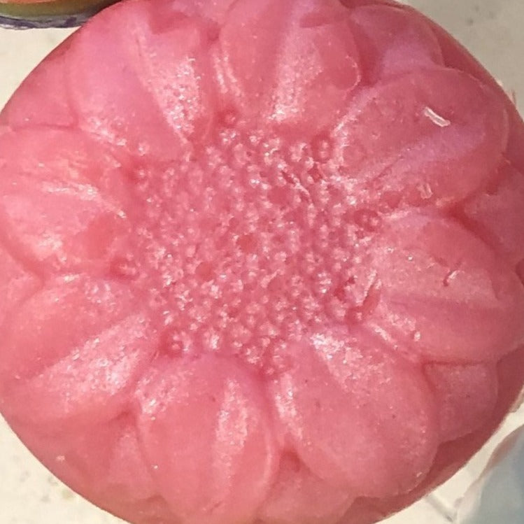 Solid pink round floral soap