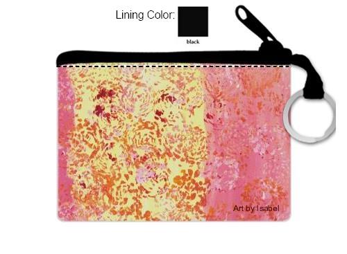 pink and yellow "impressions of a flower" coin purse
