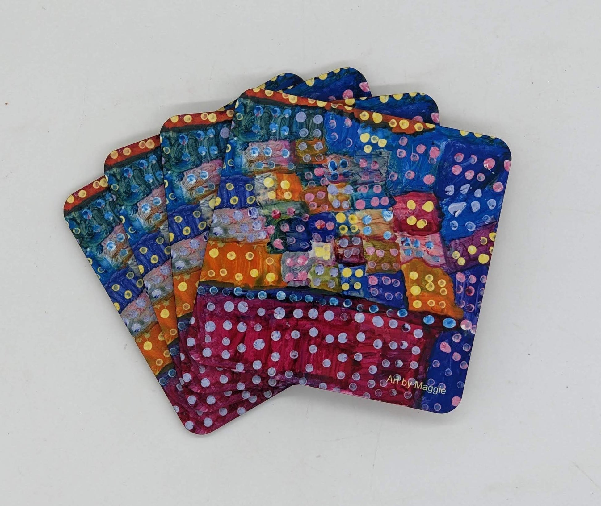 coasters with abstract painting